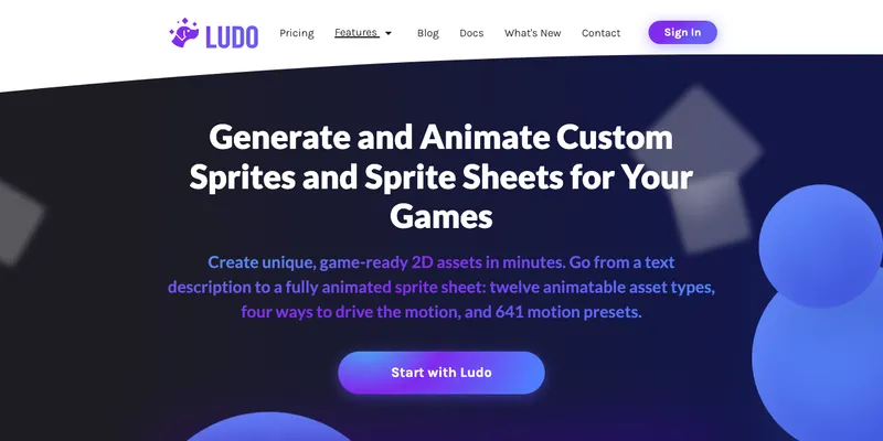 Ludo.ai sprite generator page