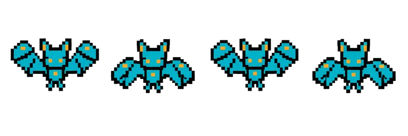 Sprite sheet de murciélago pixel art volando