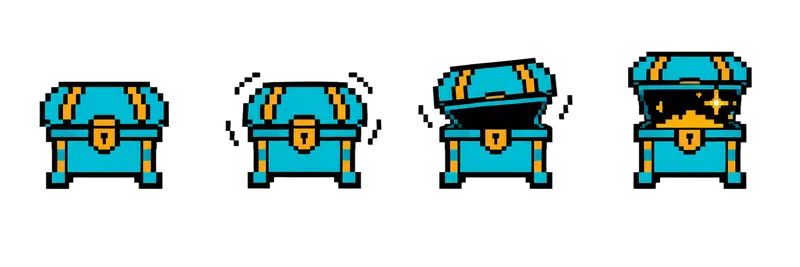 Pixel Treasure Chest Opening Sprite Sheet
