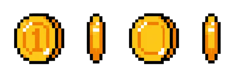 Pixel Gold Coin Spin Sprite Sheet