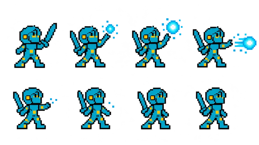 Pixel Knight Spell Cast Sprite Sheet