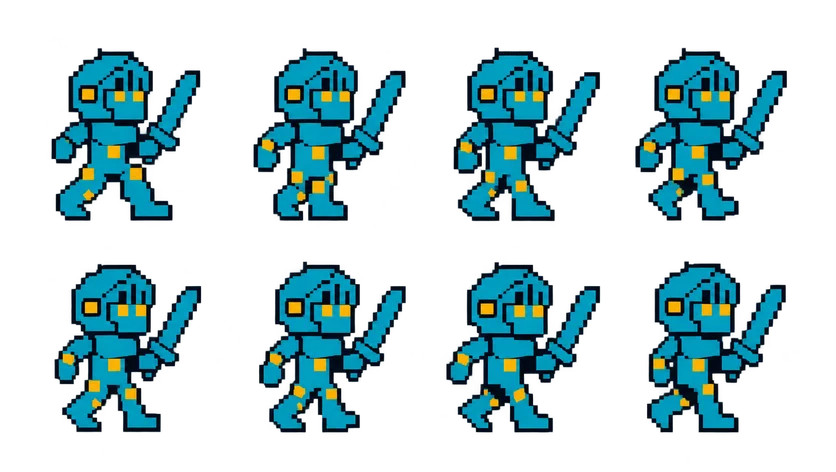 Pixel Knight Walk Cycle Sprite Sheet