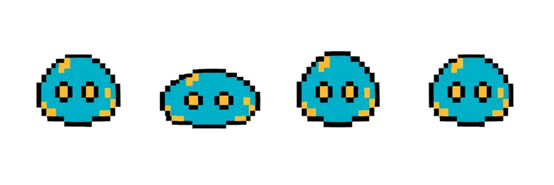 Sprite sheet de slime pixel art rebotando